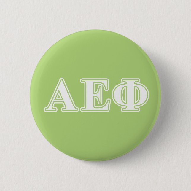 Alpha Epsilon Phi White and Green Letters Pinback Button (Front)