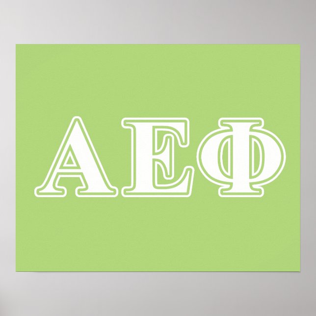 Alpha Epsilon Phi White and Green Letters Poster (Front)