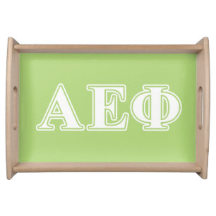 Alpha Epsilon Phi White and Green Letters Serving Tray