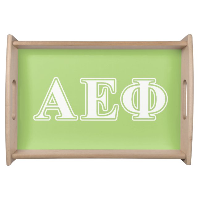 Alpha Epsilon Phi White and Green Letters Serving Tray (Front)