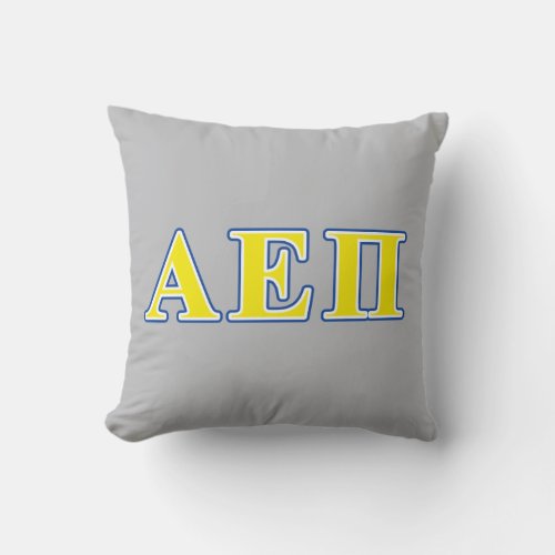 Alpha Epsilon Pi Blue and Yellow Letters Throw Pillow
