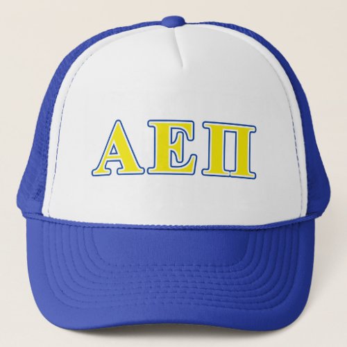 Alpha Epsilon Pi Blue and Yellow Letters Trucker Hat