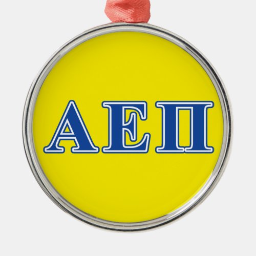 Alpha Epsilon Pi Blue Letters Metal Ornament