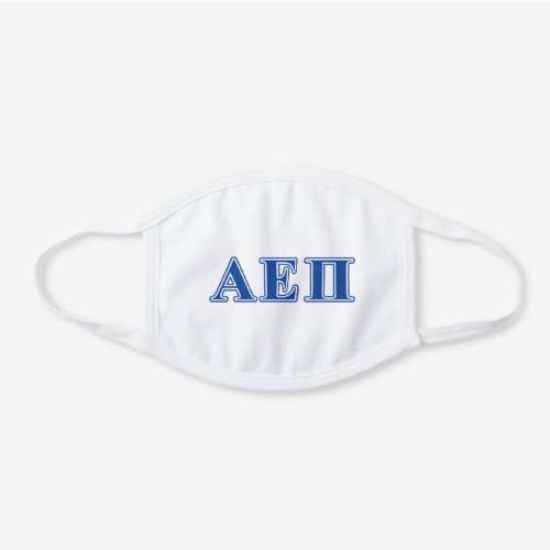 Alpha Epsilon Pi Blue Letters White Cotton Face Mask