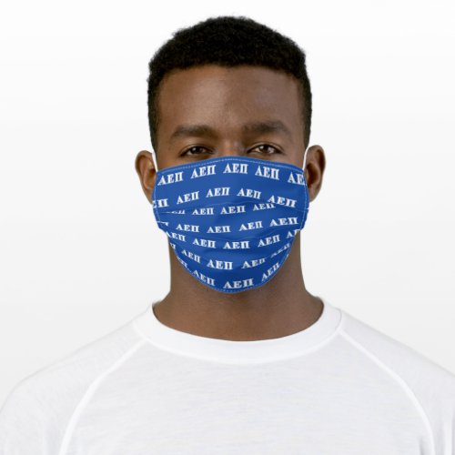 Alpha Epsilon Pi White and Blue Letters Adult Cloth Face Mask