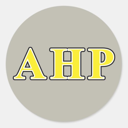 Alpha Eta Rho Black and Yellow Letters Classic Round Sticker