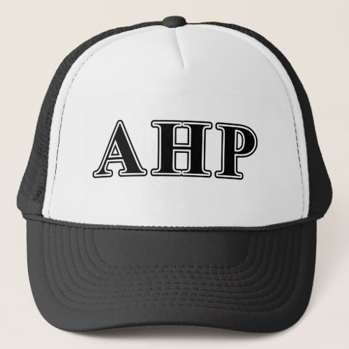 Alpha Eta Rho Black Letters Trucker Hat