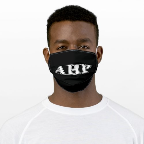 Alpha Eta Rho White and Black Letters Adult Cloth Face Mask
