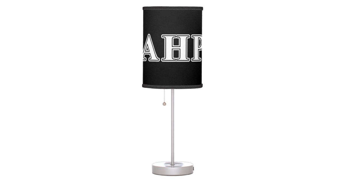 Alpha Eta Rho White and Black Letters Table Lamp | Zazzle.com