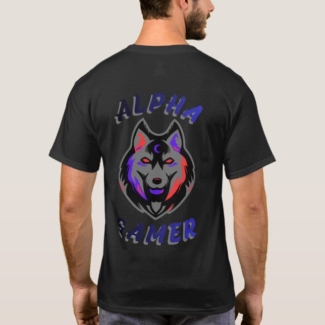 Alpha Gamer Wolf Gaming Design T-Shirt (Back)