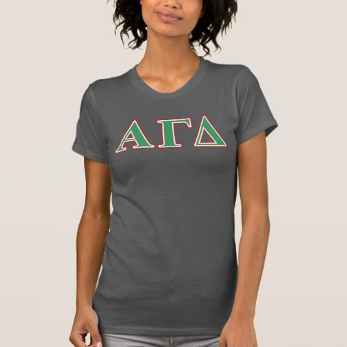 Alpha Gamma Delta Green and Red Letters T_Shirt