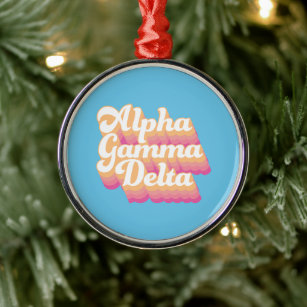 Alpha Gamma Delta   Groovy Script Metal Ornament