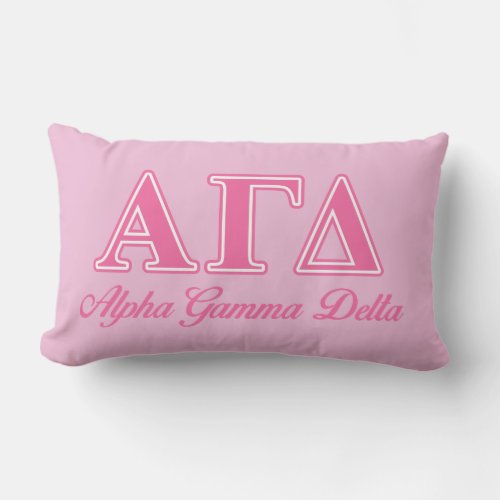 Alpha Gamma Delta Pink Letters Lumbar Pillow