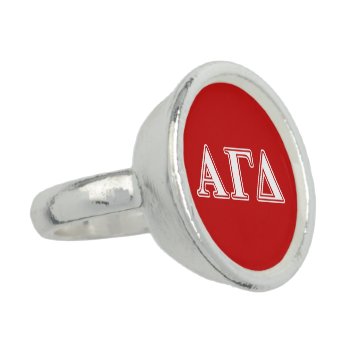 Alpha Gamma Delta Red And White Letters Ring by alphagammadelta at Zazzle