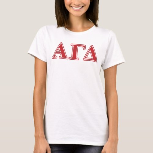 Alpha Gamma Delta White and Green Letters T_Shirt