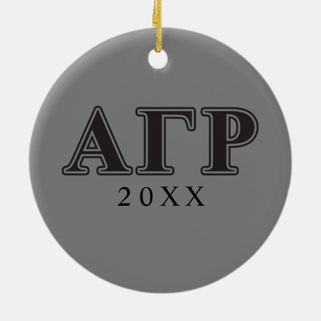 Alpha Gamma Rho Black Letters Ceramic Ornament (Back)