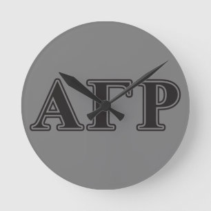 Alpha Gamma Rho Black Letters Round Clock
