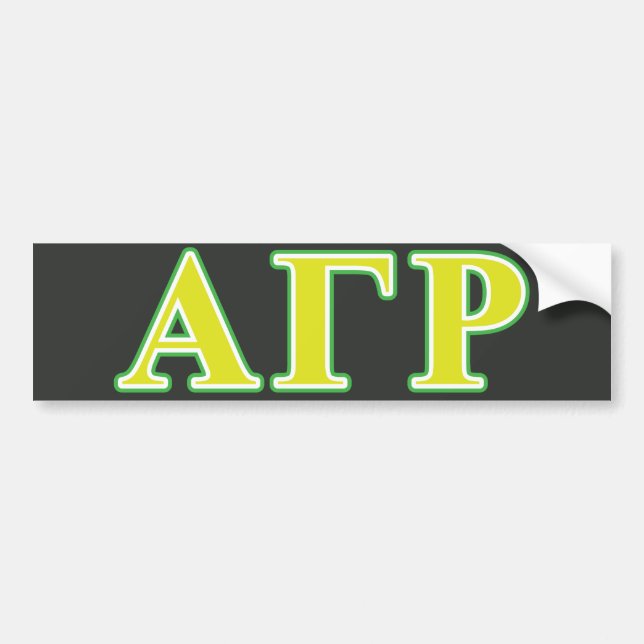 Alpha Gamma Rho Green and Yellow Letters Bumper Sticker (Front)