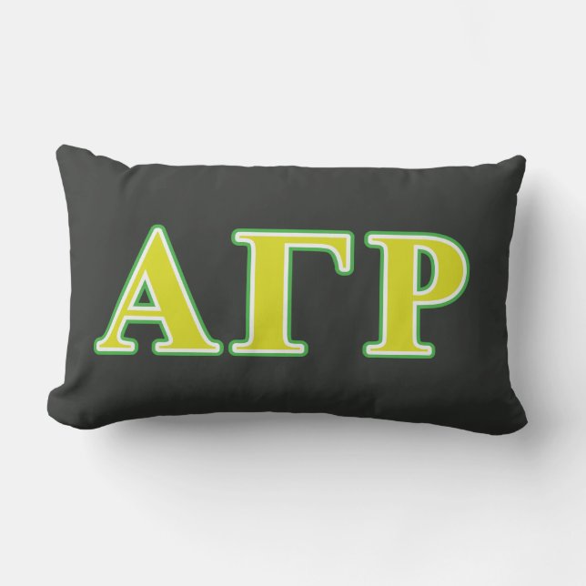 Alpha Gamma Rho Green and Yellow Letters Lumbar Pillow (Front)