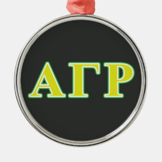 Alpha Gamma Rho Green and Yellow Letters Metal Ornament