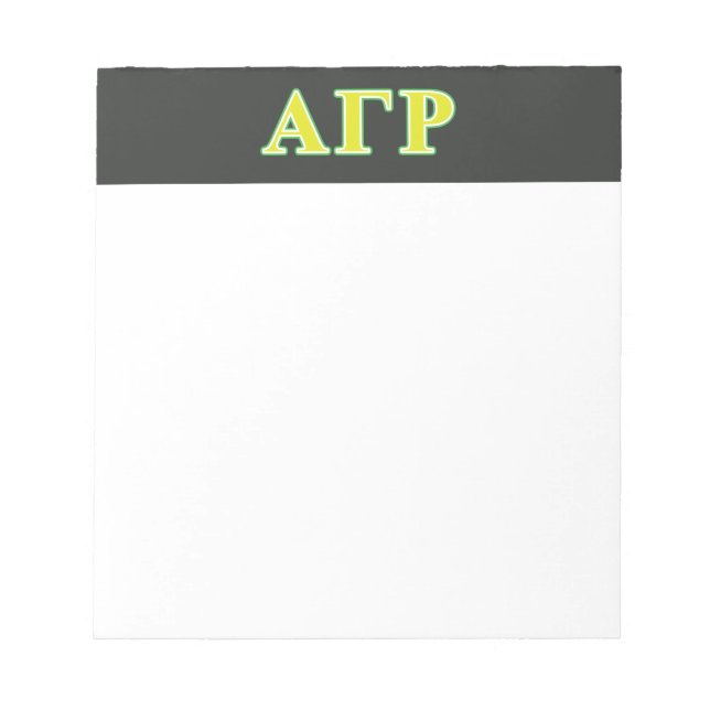 Alpha Gamma Rho Green and Yellow Letters Notepad (Front)