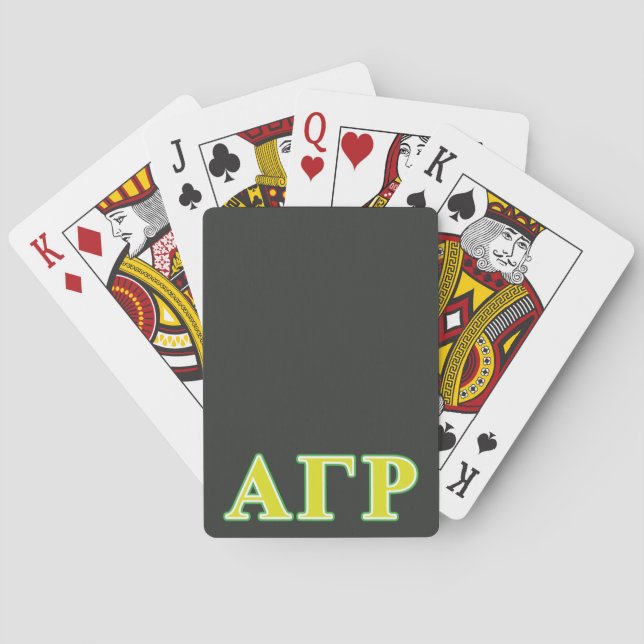 Alpha Gamma Rho Green and Yellow Letters Poker Cards (Back)