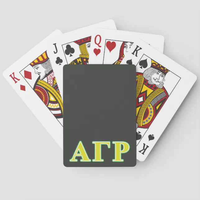Alpha Gamma Rho Green and Yellow Letters Poker Cards | Zazzle