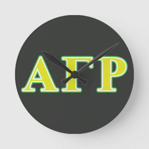 Alpha Gamma Rho Green and Yellow Letters Round Clock