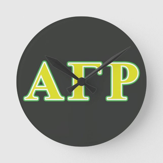 Alpha Gamma Rho Green and Yellow Letters Round Clock (Front)