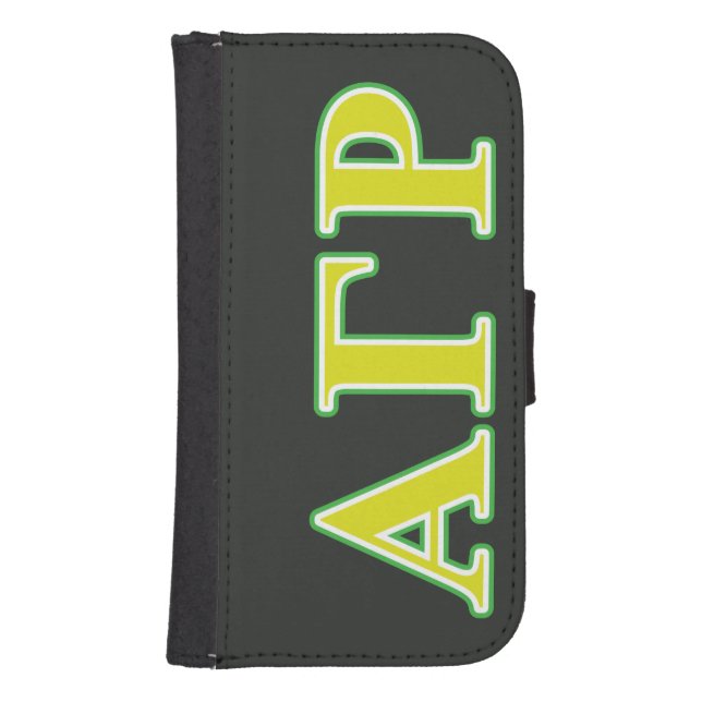 Alpha Gamma Rho Green and Yellow Letters Samsung Galaxy Wallet Case (Front)