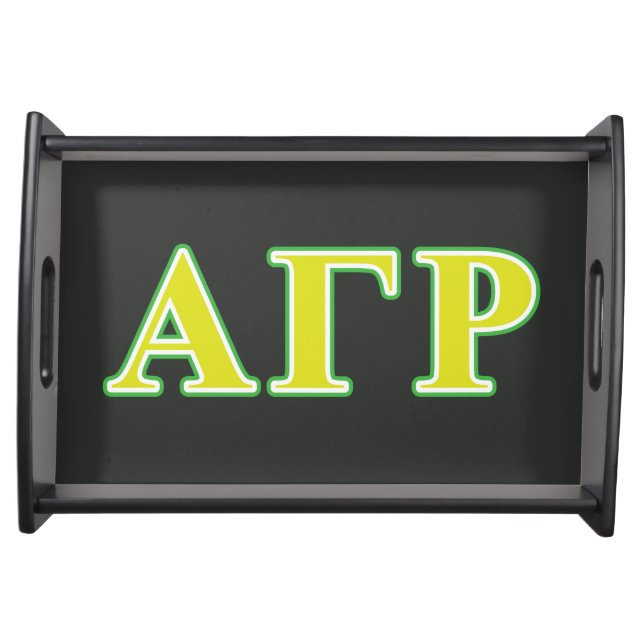 Alpha Gamma Rho Green and Yellow Letters Serving Tray (Front)