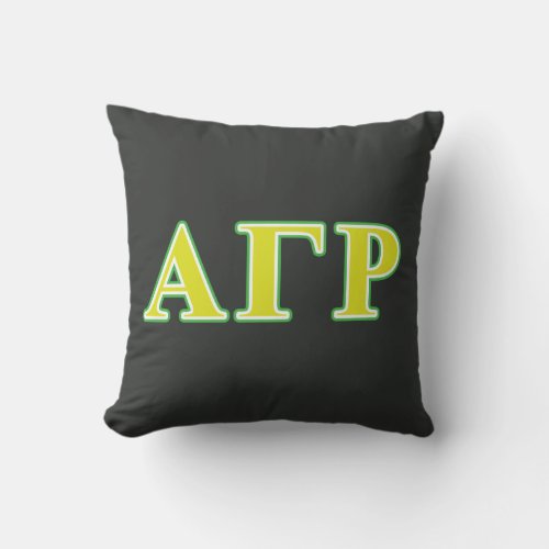 Alpha Gamma Rho Green and Yellow Letters Throw Pillow