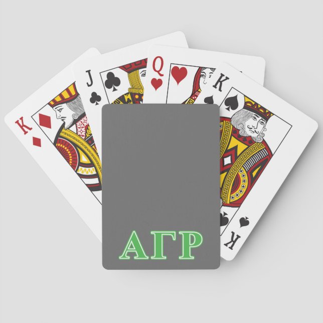 Alpha Gamma Rho Green Letters Poker Cards (Back)