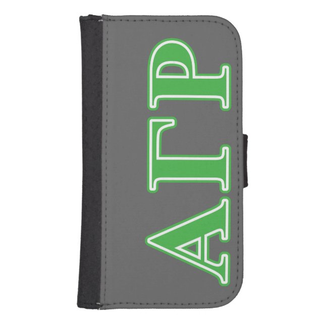 Alpha Gamma Rho Green Letters Samsung Galaxy Wallet Case (Front)