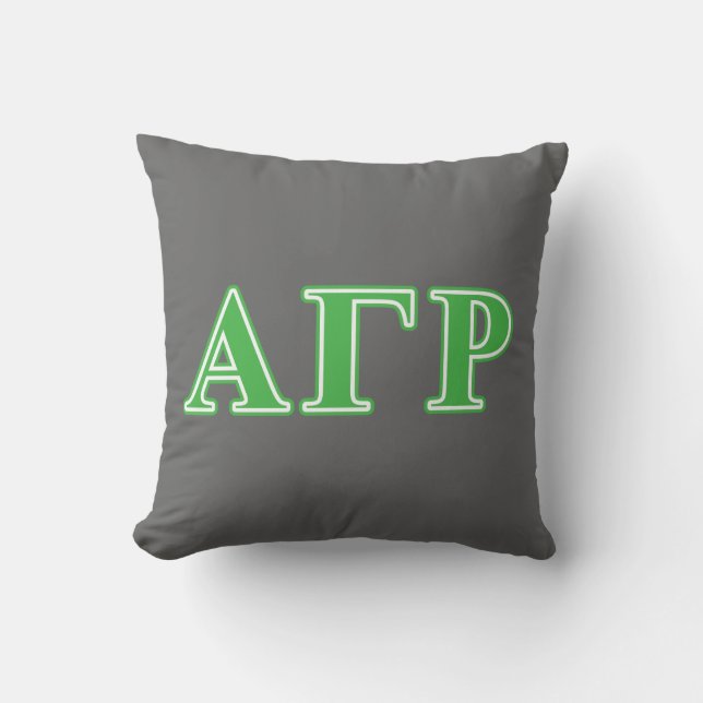 Alpha Gamma Rho Green Letters Throw Pillow (Front)