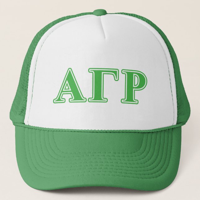 Alpha Gamma Rho Green Letters Trucker Hat (Front)