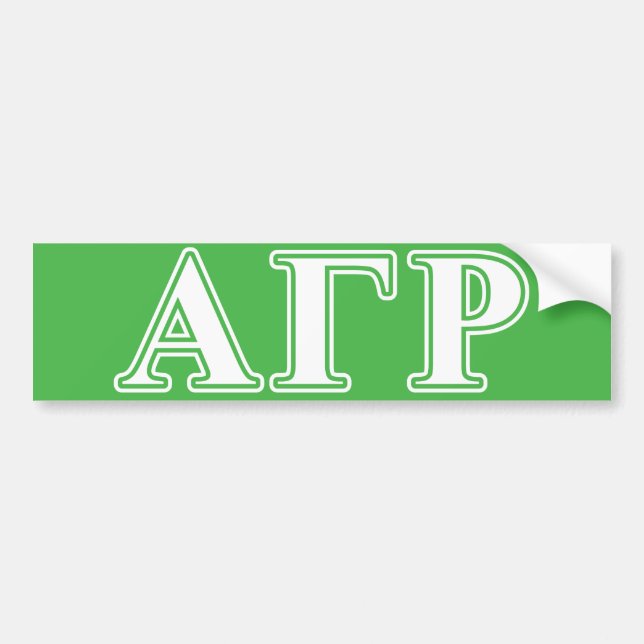 Alpha Gamma Rho White and Green Letters Bumper Sticker (Front)