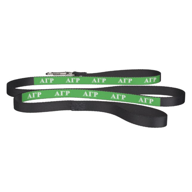 Alpha Gamma Rho White and Green Letters Pet Leash (Full)