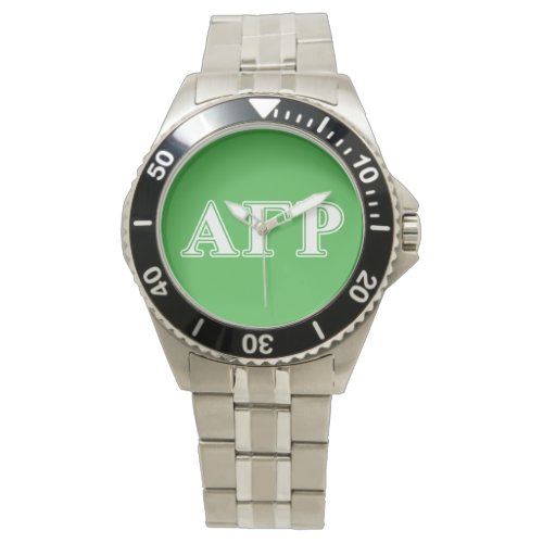 Alpha Gamma Rho White and Green Letters Watch