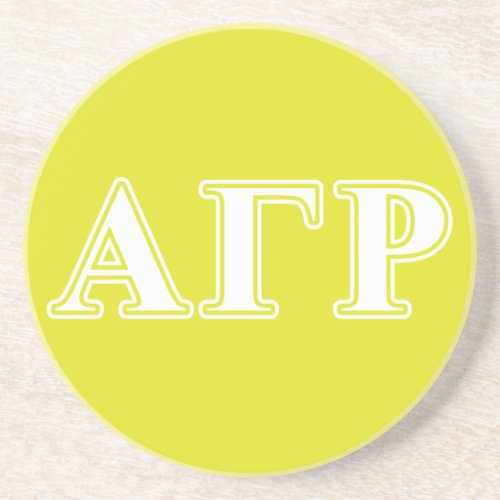 Alpha Gamma Rho White and Yellow Letters Coaster