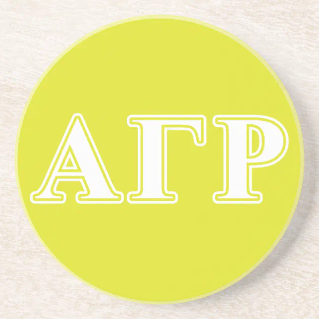 Alpha Gamma Rho White and Yellow Letters Coaster | Zazzle