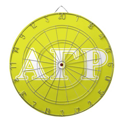 Alpha Gamma Rho White and Yellow Letters Dartboard With Darts