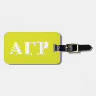 Alpha Gamma Rho White and Yellow Letters Luggage Tag