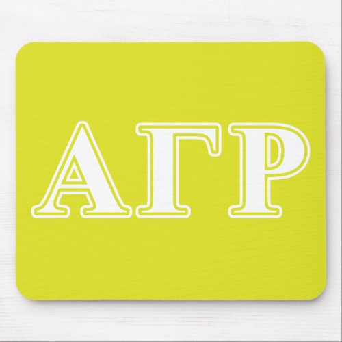 Alpha Gamma Rho White and Yellow Letters Mouse Pad