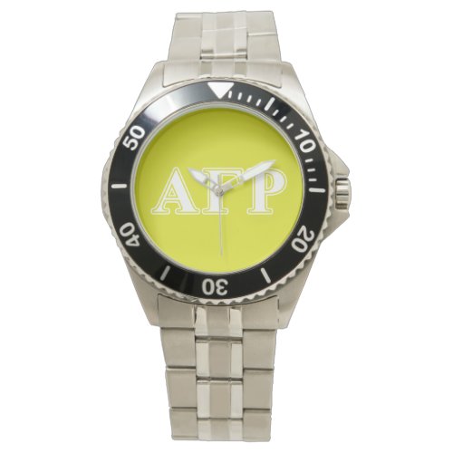 Alpha Gamma Rho White and Yellow Letters Watch