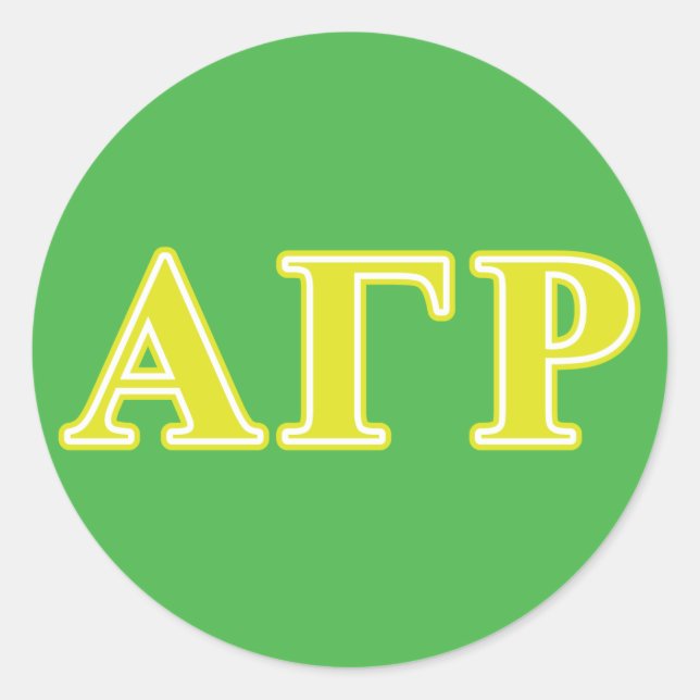 Alpha Gamma Rho Yellow Letters Classic Round Sticker (Front)