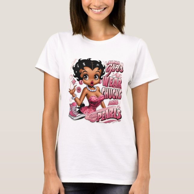 Alpha Girls Chucks & Pearls T-Shirt (Front)
