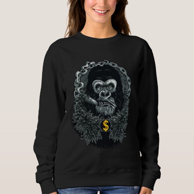 Alpha Gorilla Boss Smoking Mafia Silverback King G Sweatshirt (Front)