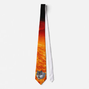 Alpha Grey Wolf & Flaming Sun Wildlife Tie