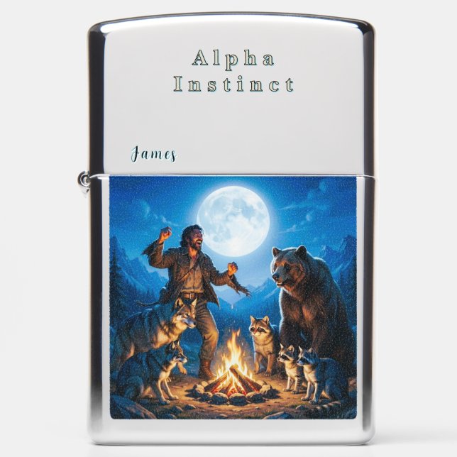 Alpha Instinct - Personalized (w/ Name or Initial) Zippo Lighter (Front)